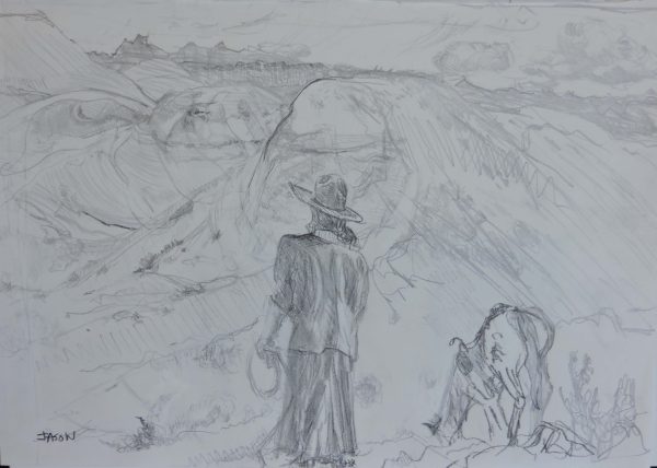 Eastern Montana Pioneer Woman drawing by Jason Burris